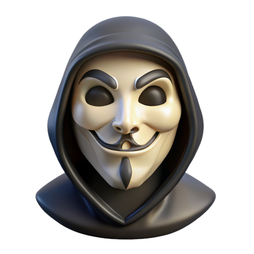 dramatic modern Anonymous Hacker Mask Black Skull Isolated Element original png