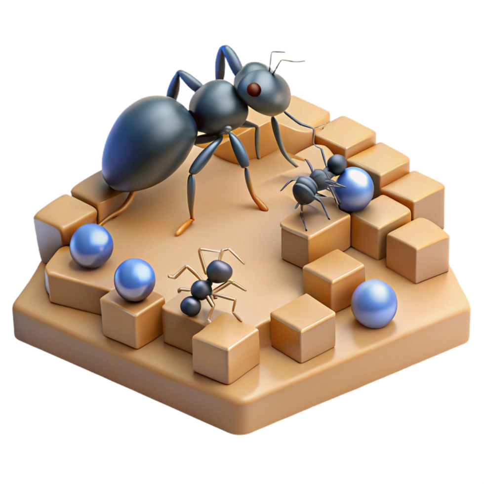 beautiful traditional Ant Colony Algorithm Visualization Isolated exclusive png