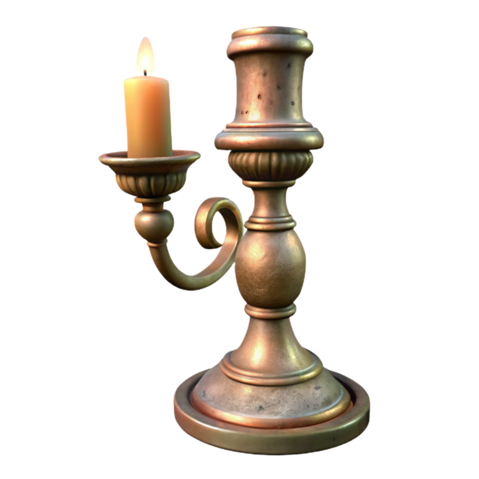 dramatic modern Antique Candlestick Isolated with Soft Lighting genuine png