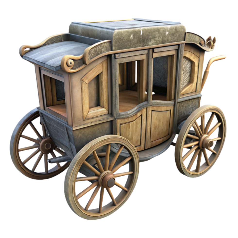 impressive traditional Antique Carriage Transparent Background with Wooden Wheels premium png