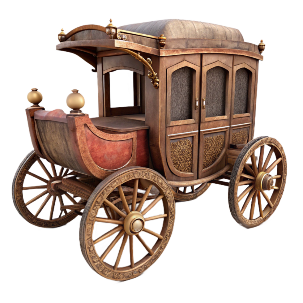 beautiful contemporary Antique Carriage Transparent Background with Wooden Wheels original png