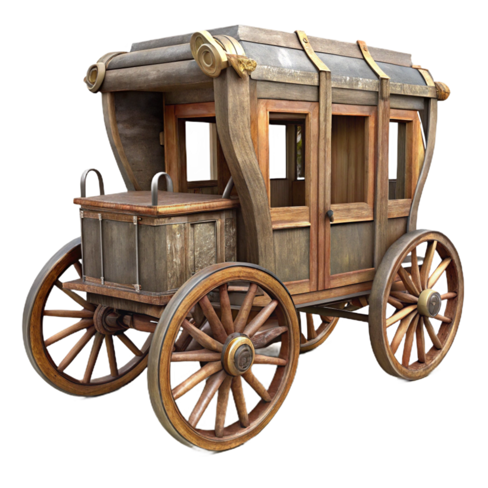 beautiful vintage Antique Carriage Transparent Background with Wooden Wheels professional png