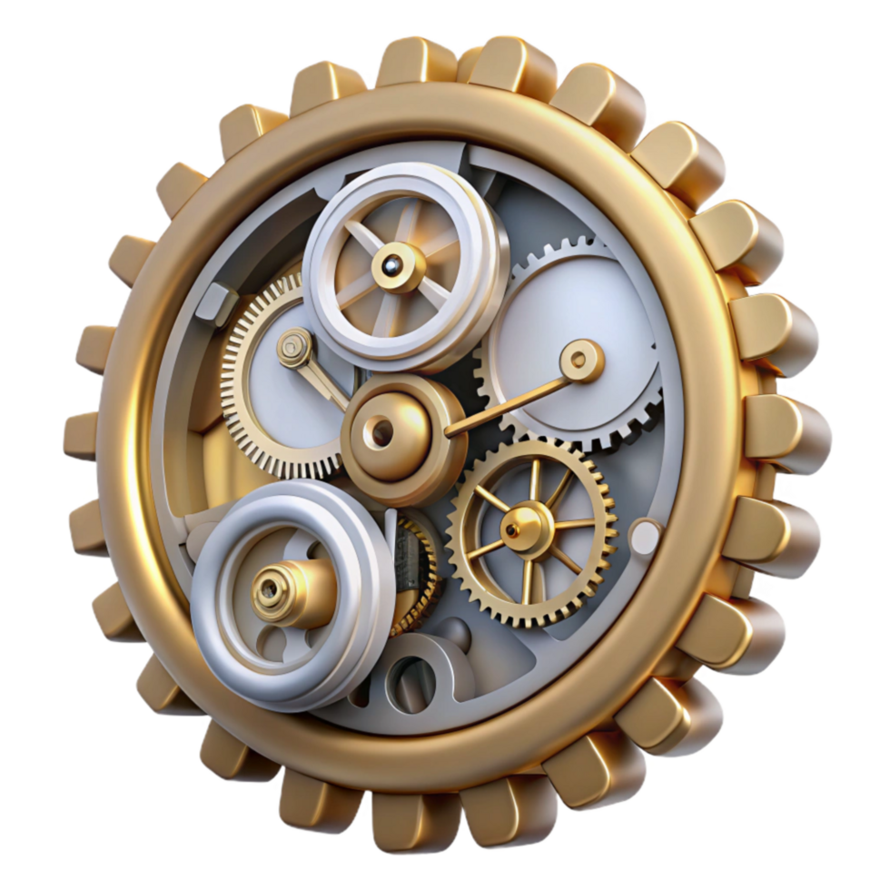 magnificent creative Antique Clock Mechanism Gears Visible Transparent Background original png