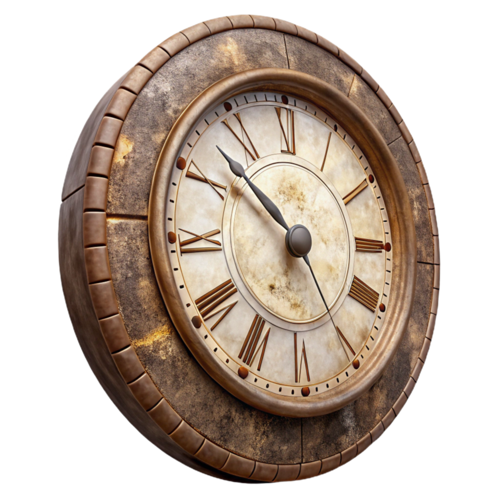 magnificent traditional Antique Clock Face Side View Cutout Transparent Background high quality png