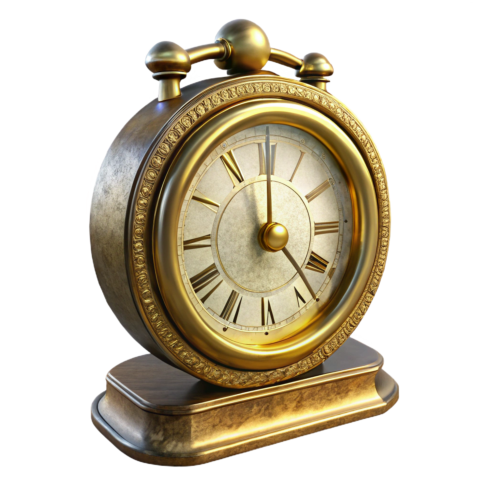 extraordinary artistic Antique Clock Transparent Background with Gold Accents genuine png
