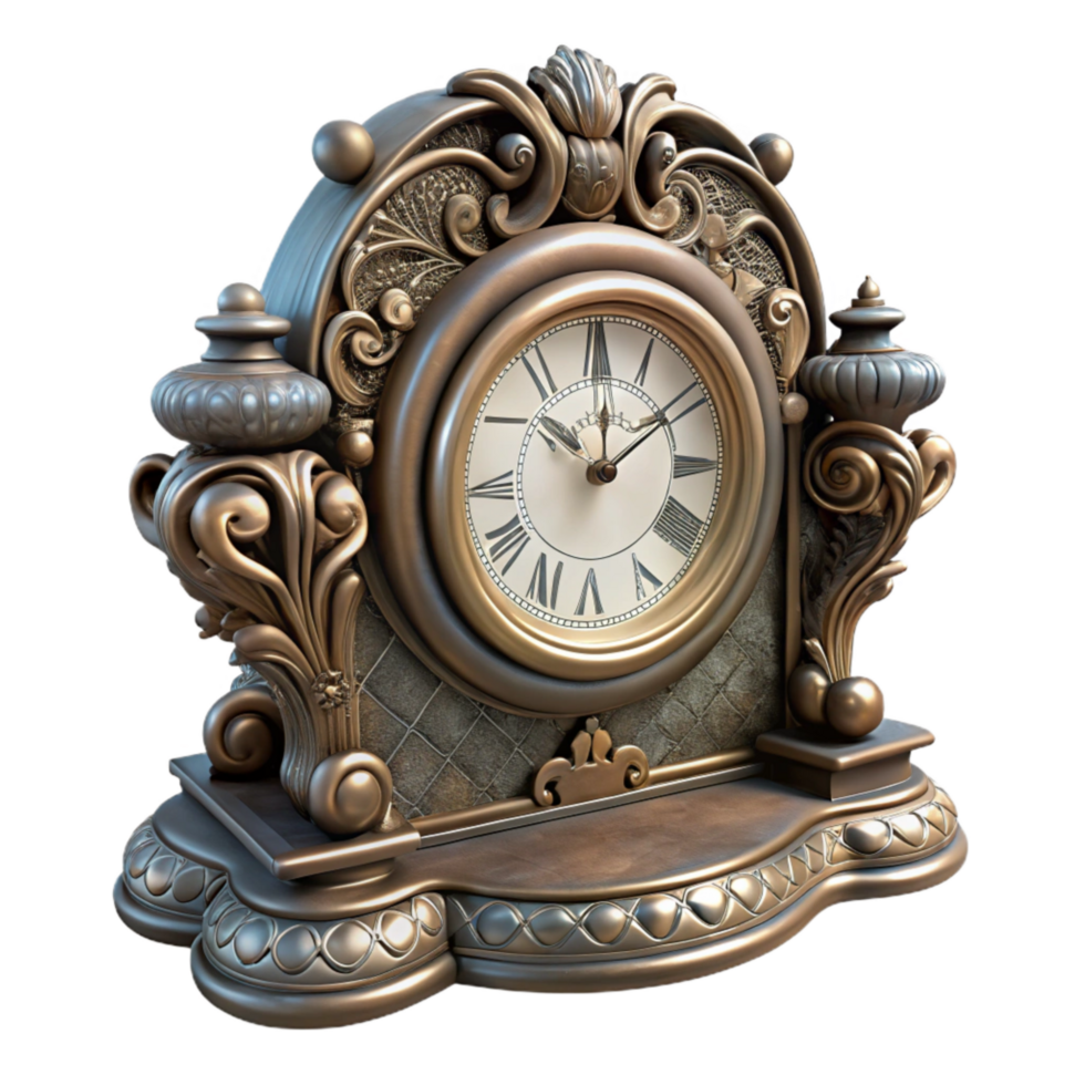 vibrant modern Antique Clock Hands Decorative Filigree Transparent Background 4K png