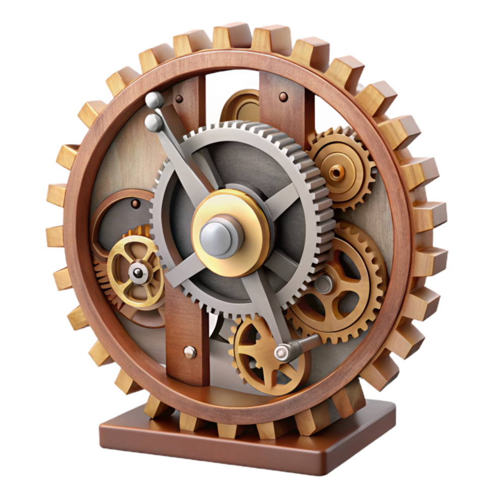 wonderful abstract Antique Clock Mechanism Gears Visible Transparent Background detailed png