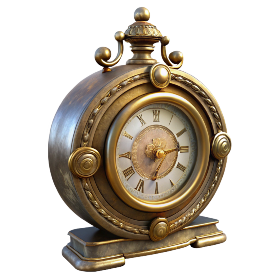 beautiful creative Antique Clock Transparent Background with Gold Accents exclusive png