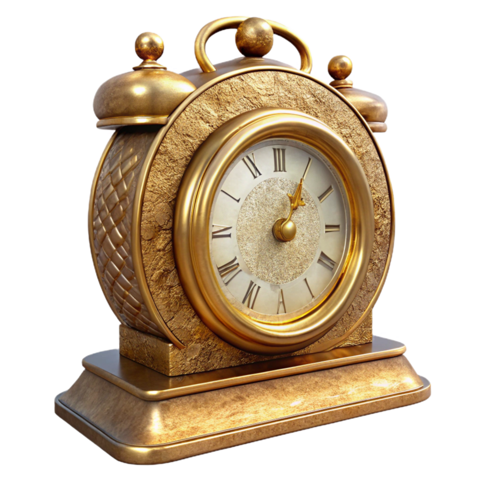 magnificent vintage Antique Clock Transparent Background with Gold Accents 4K png
