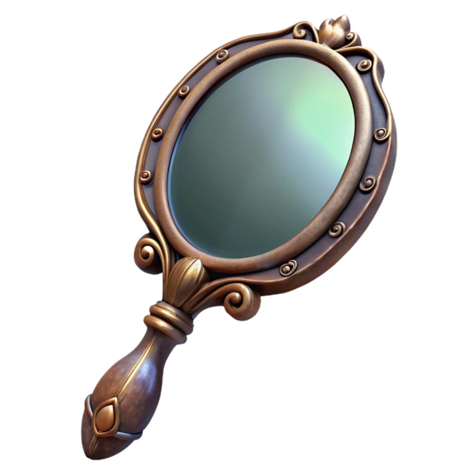 extraordinary contemporary Antique Hand Mirror Ornate Frame Transparent Background high resolution png