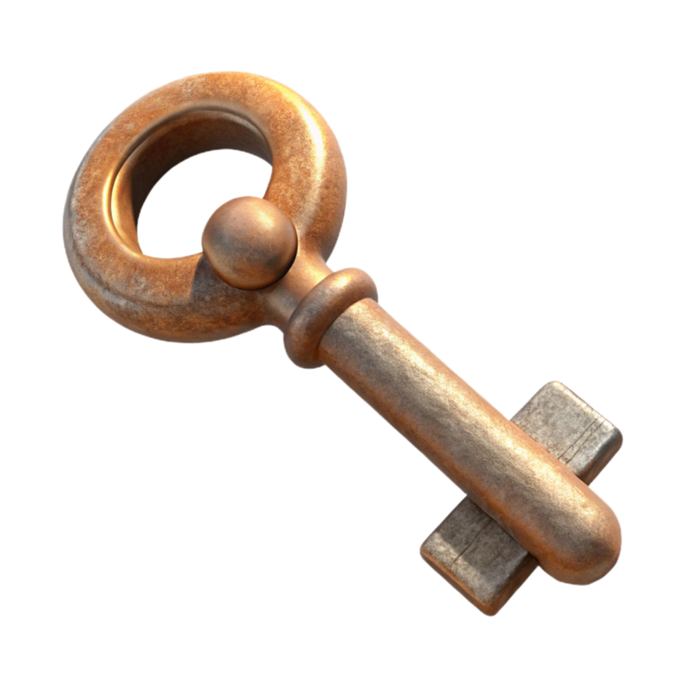 wonderful creative Antique Key Front View Isolated Transparent Background genuine png