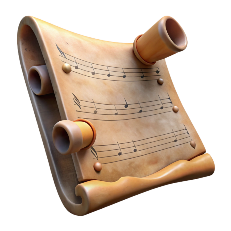 vibrant minimalist Antique Music Sheet Transparent Background with Musical Notes premium png