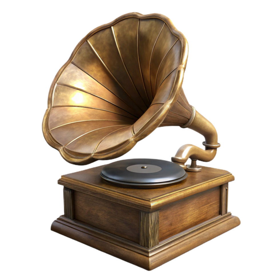 impressive traditional Antique Phonograph Side View Cutout Transparent Background premium png
