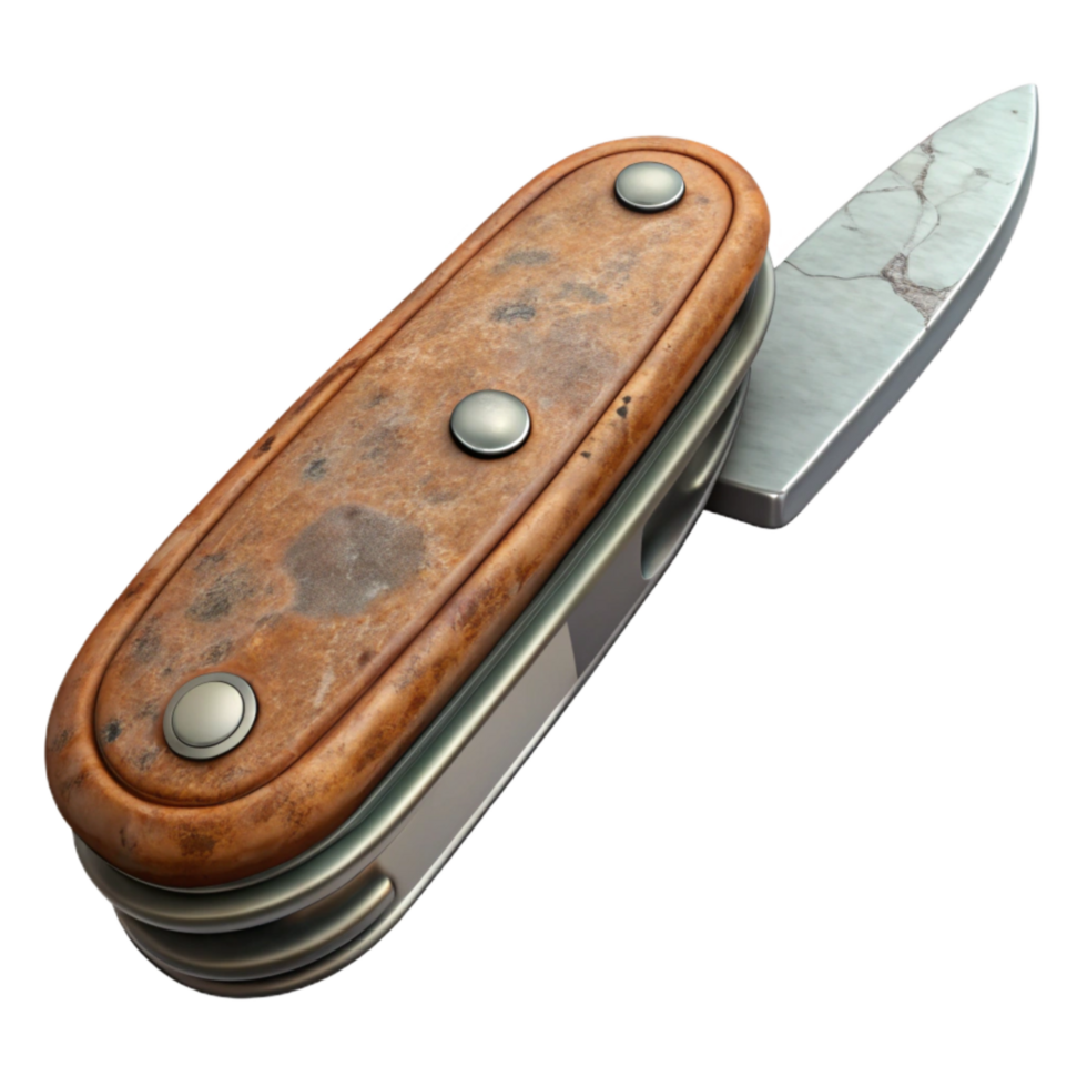 extraordinary minimalist Antique Pocket Knife Floating Open Isolated authentic png