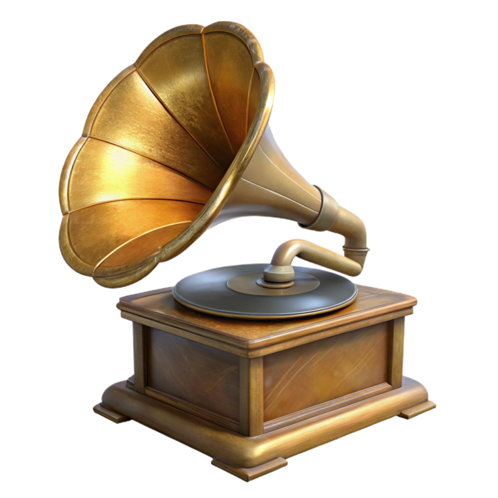 stunning minimalist Antique Phonograph Side View Cutout Transparent Background authentic png
