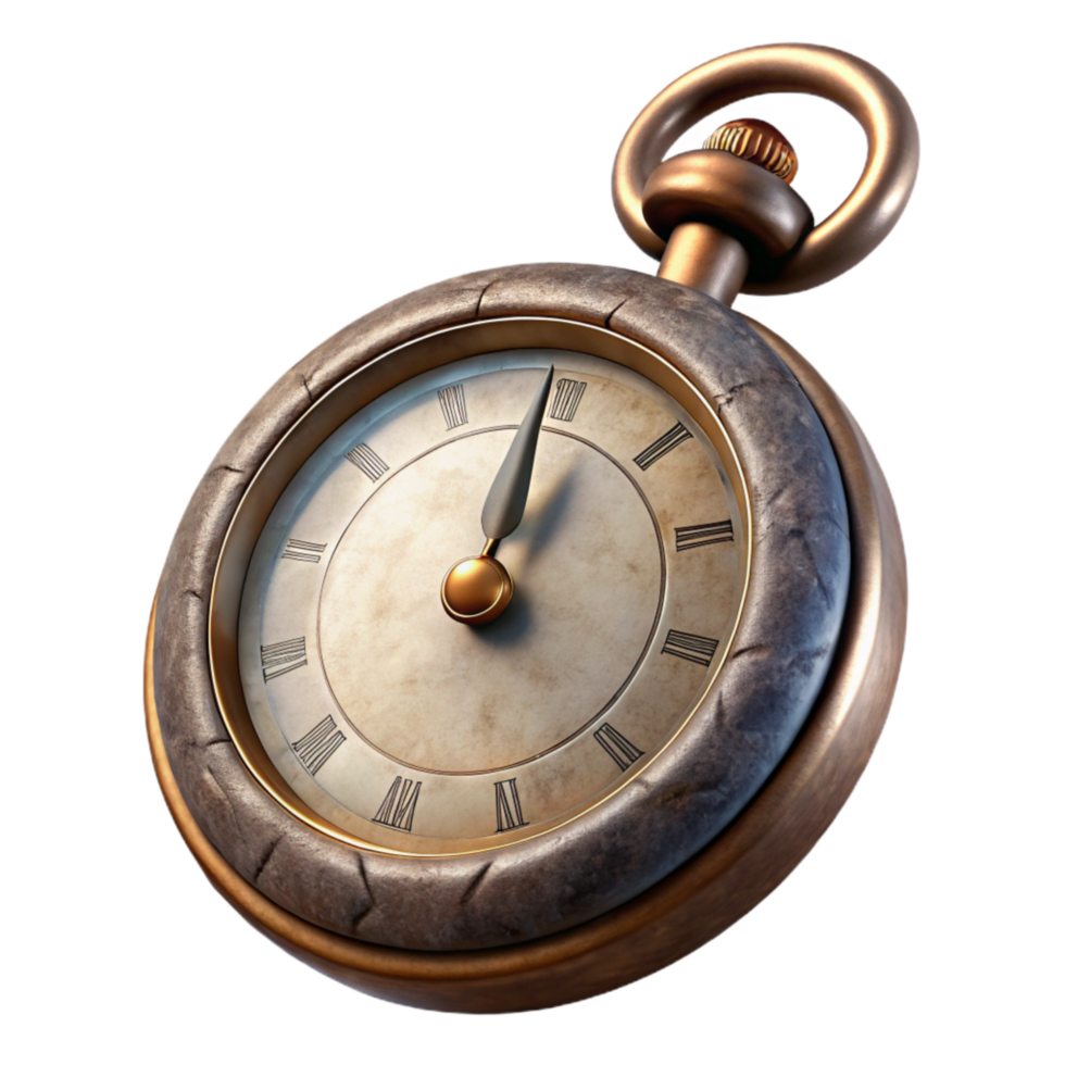 serene minimalist Antique Pocket Watch Side View Isolated Cutout detailed png