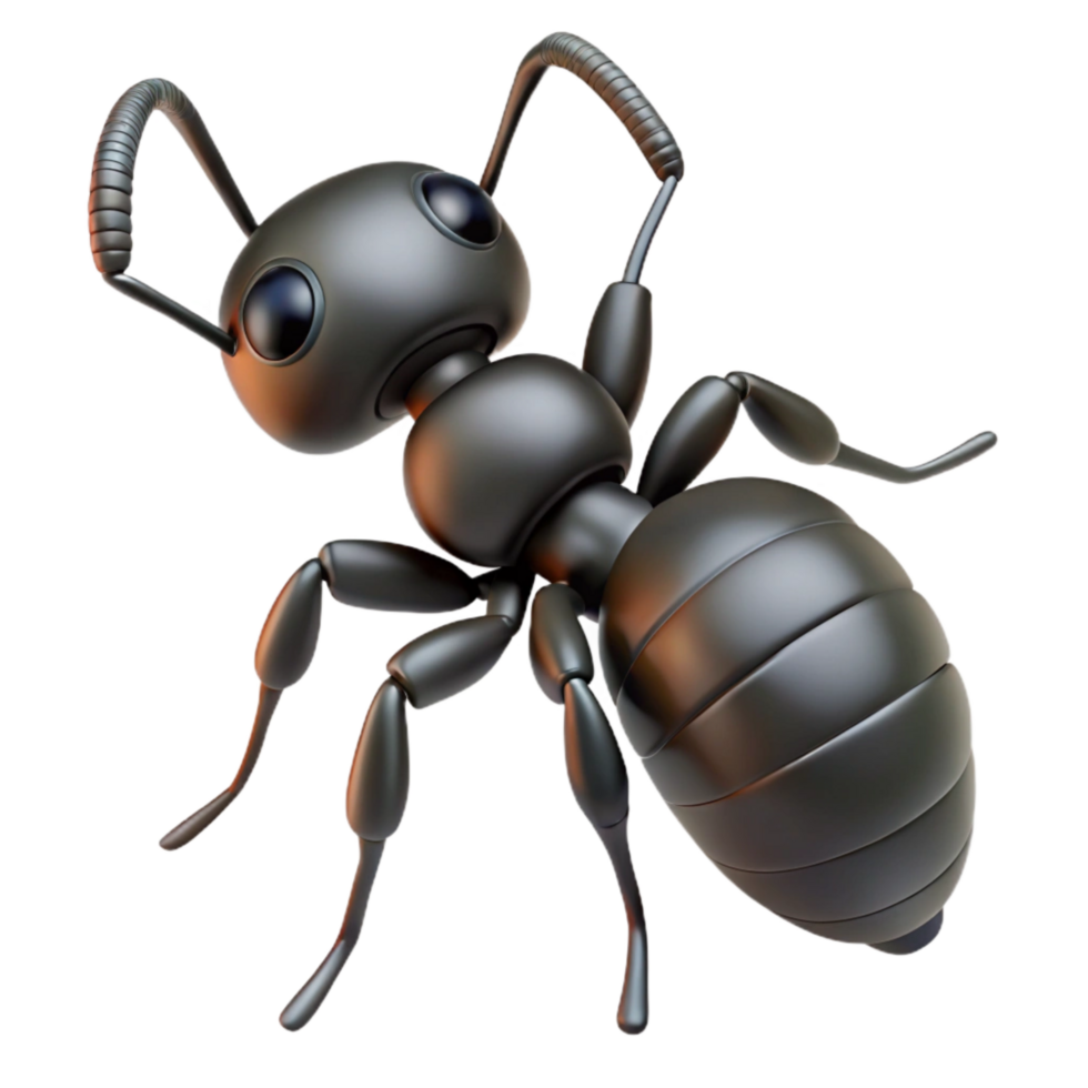 vibrant contemporary Ant Worker Black Isolated on Transparent Background original png