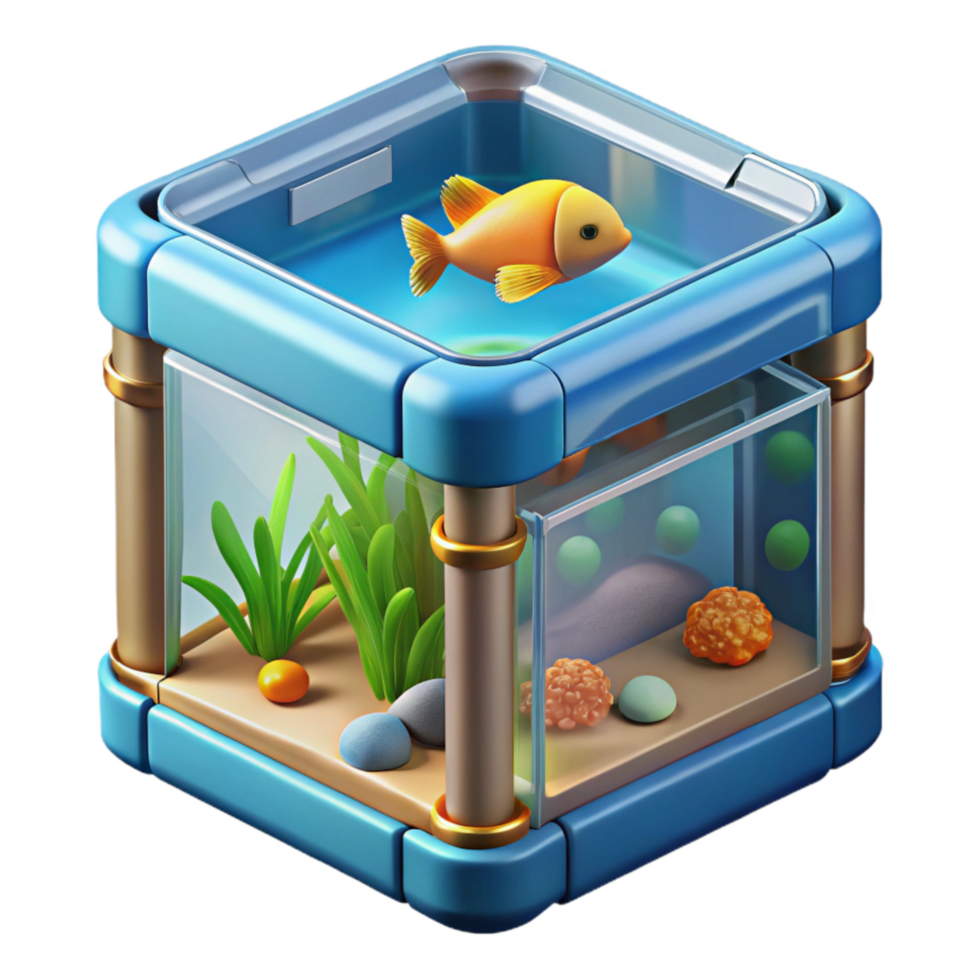 impressive vintage Aquaponics Fish Tank Illustration Detailed View Transparent Background exclusive png