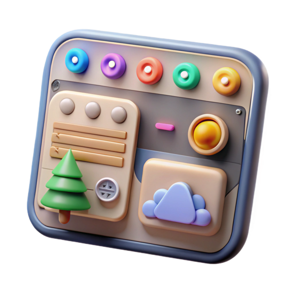 serene vintage Ar Interface with Interactive Buttons and Icons Cutout genuine png