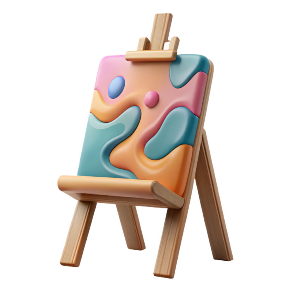 serene classic Art Easel with Canvas Cutout high resolution png