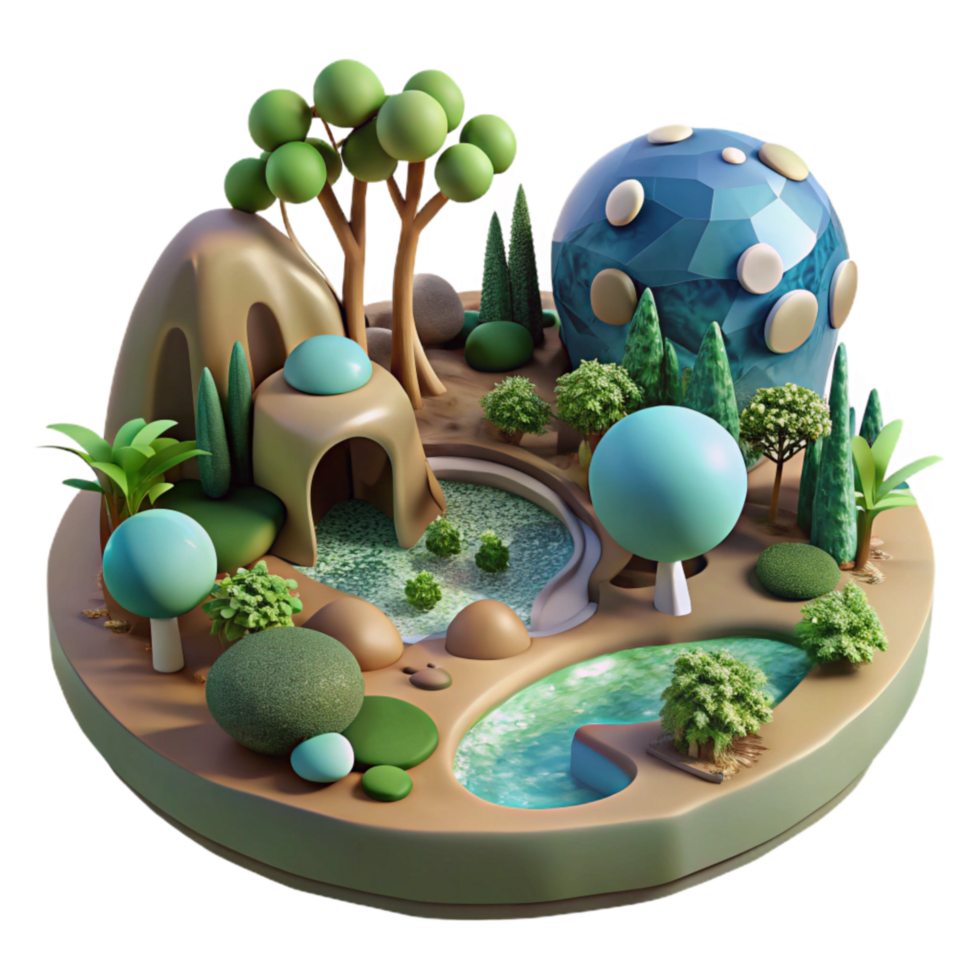 serene rustic Artificial Biome Ecosystem Illustration Cutout genuine png