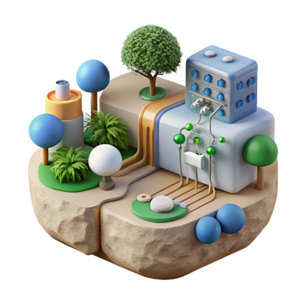 dramatic abstract Artificial Ecosystem Schematic Diagram Cutout detailed png