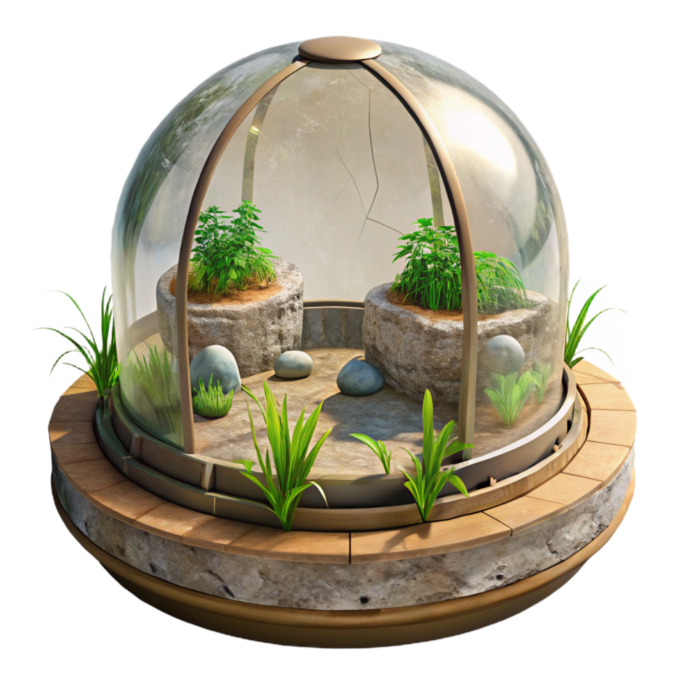 elegant vintage Artificial Gravity Garden Inside Dome Isolated high resolution png