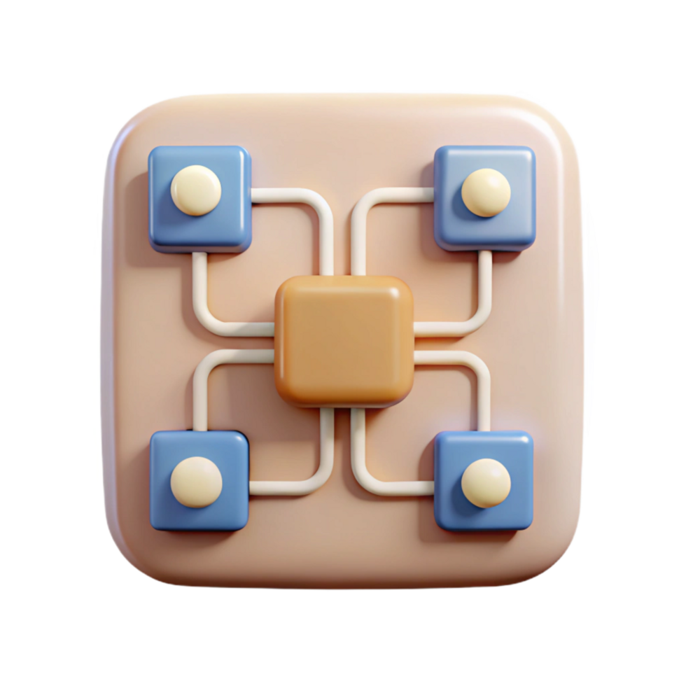 beautiful artistic Artificial Intelligence Algorithm Icon with Flowchart Transparent Background original png