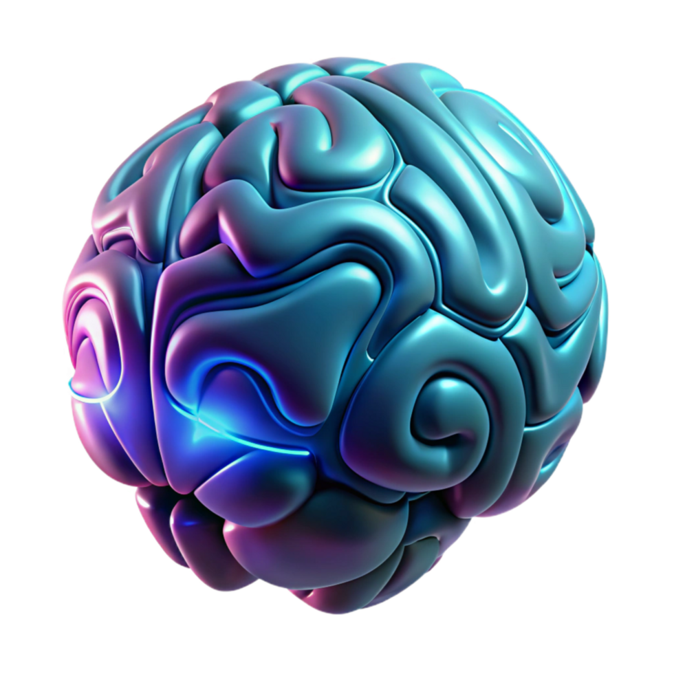 stunning modern Artificial Intelligence Brain Cutout with Neon Glow exclusive png
