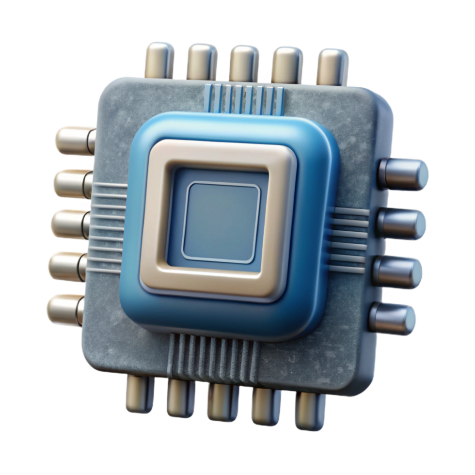 vibrant contemporary Artificial Intelligence Chip Circuitry Detail Isolated high quality png