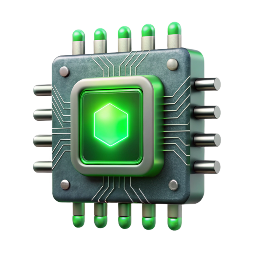 extraordinary abstract Artificial Intelligence Circuit Board Green Light Isolated premium png