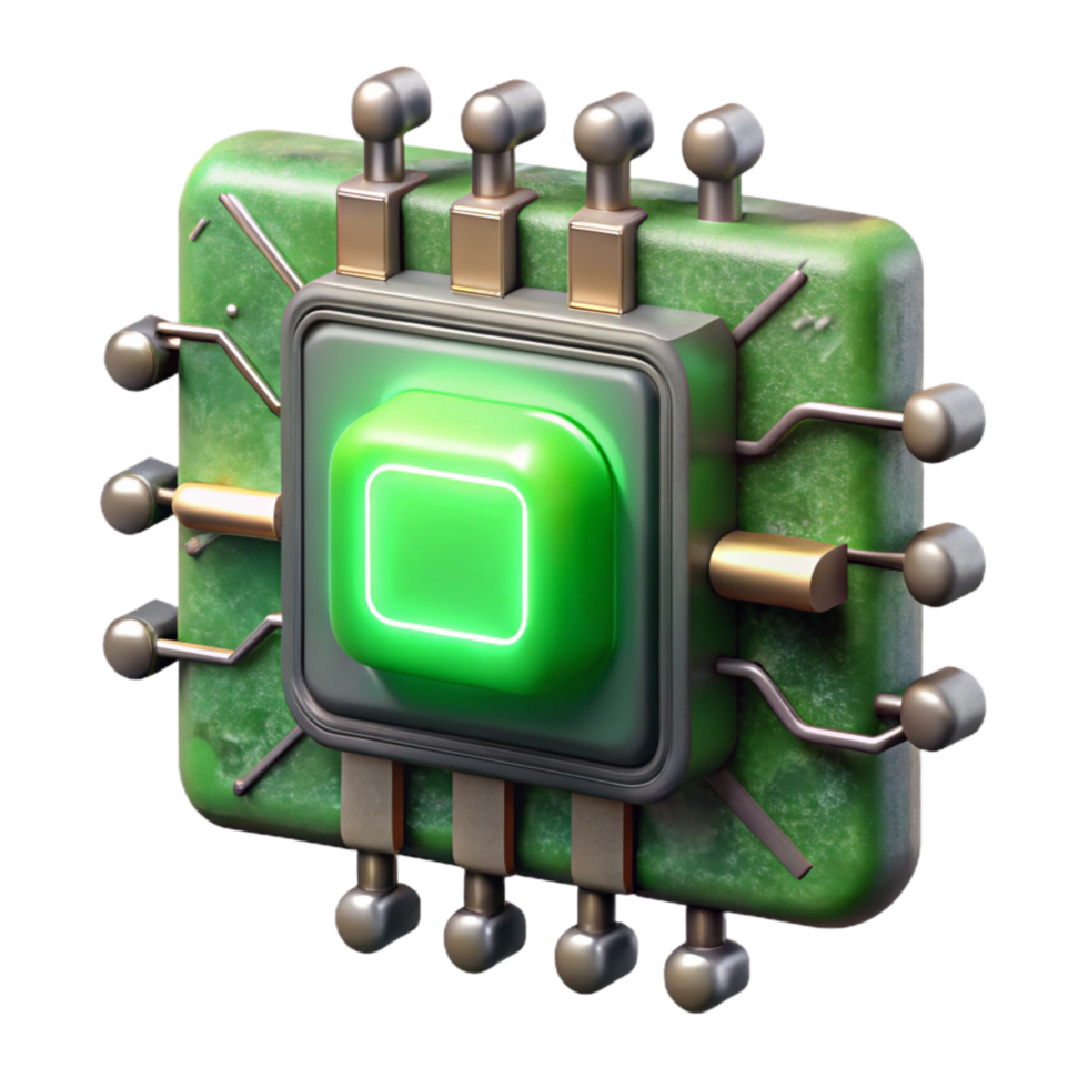 extraordinary classic Artificial Intelligence Circuit Board Green Light Isolated professional png