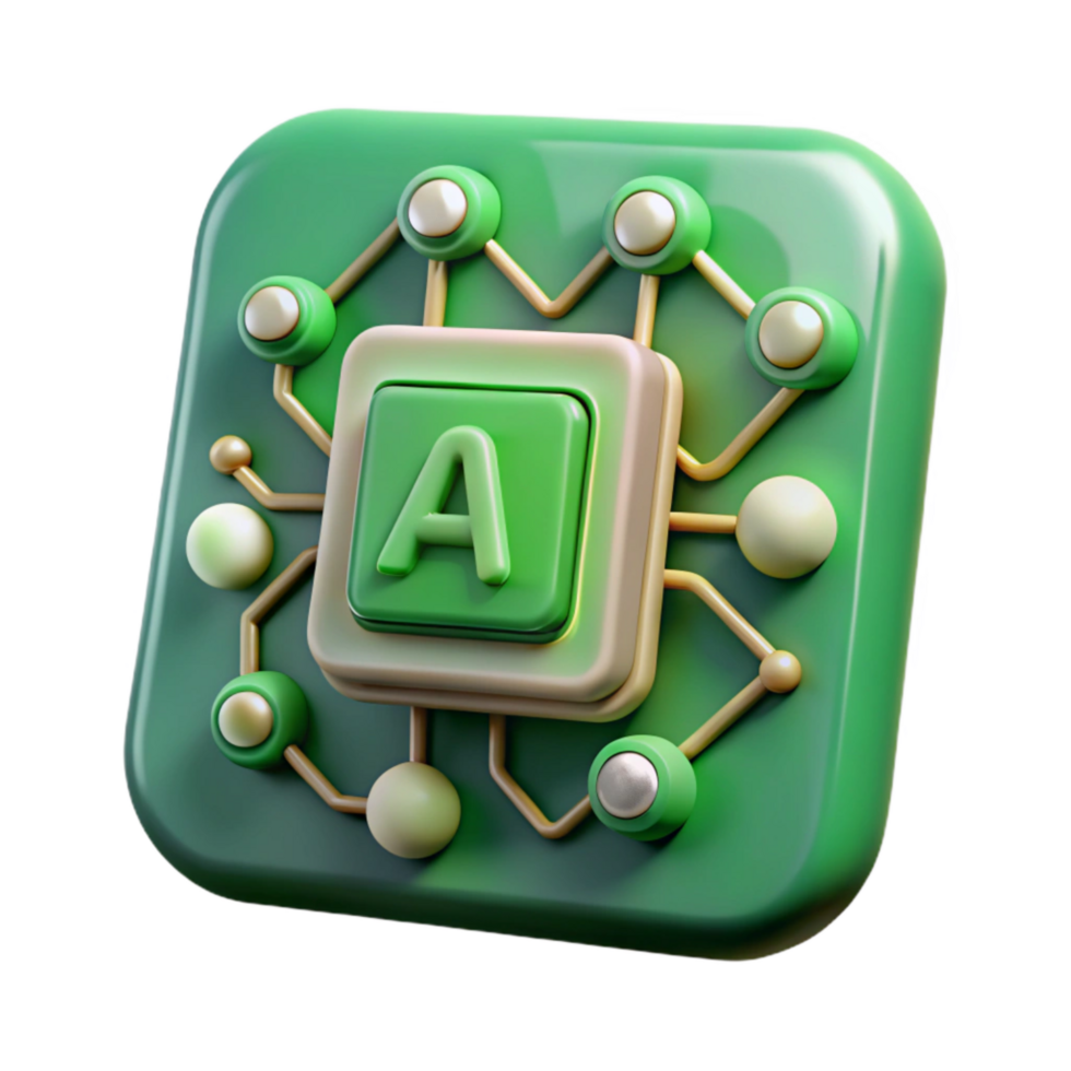 wonderful creative Artificial Intelligence Logo Circuit Board Green Transparent Background professional png