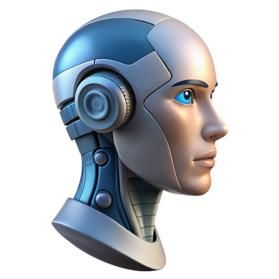 magnificent minimalist Artificial Intelligence Robot Head Front View Transparent Background original png