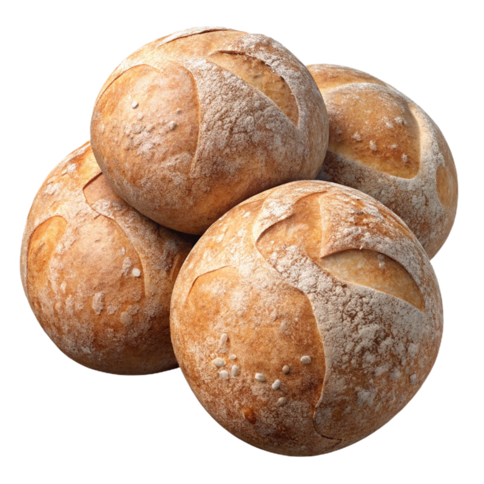 elegant minimalist Artisan Bread Rolls Crusty Texture Cutout professional png