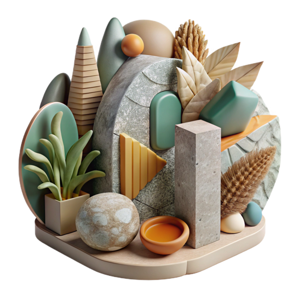 stunning contemporary Assemblage Art with Natural Elements Cutout high quality png