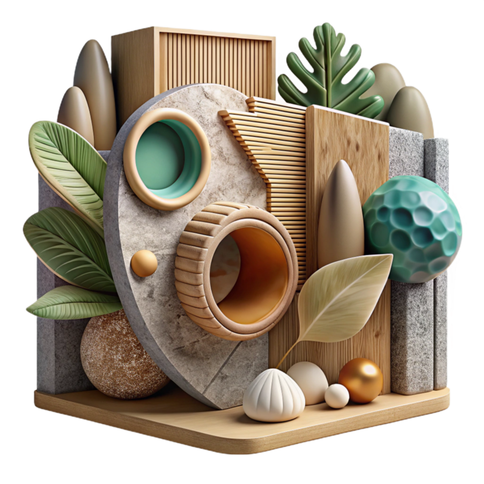 vibrant artistic Assemblage Art with Natural Elements Cutout high resolution png