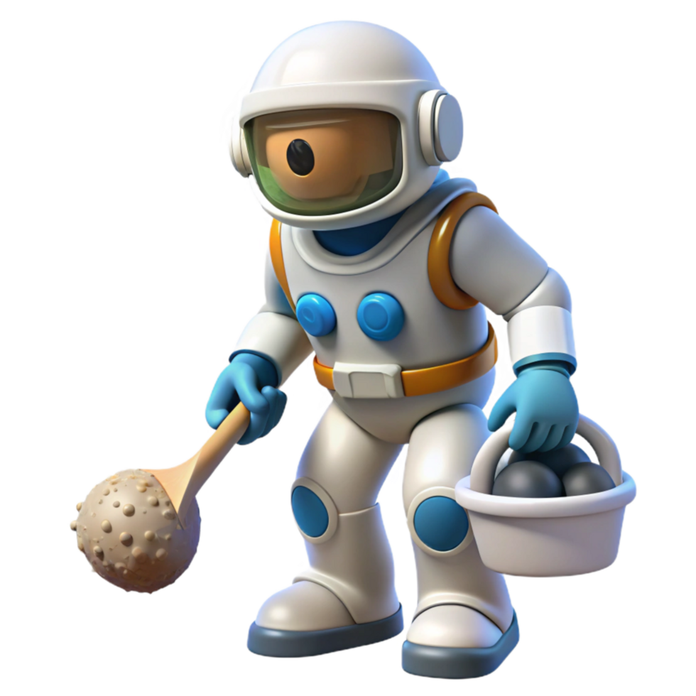 extraordinary creative Astronaut Cleaning Space Debris Isolated 4K png
