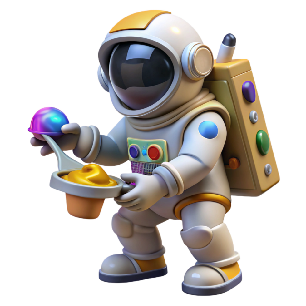 impressive vintage Astronaut Creating Art in Space Cutout detailed png