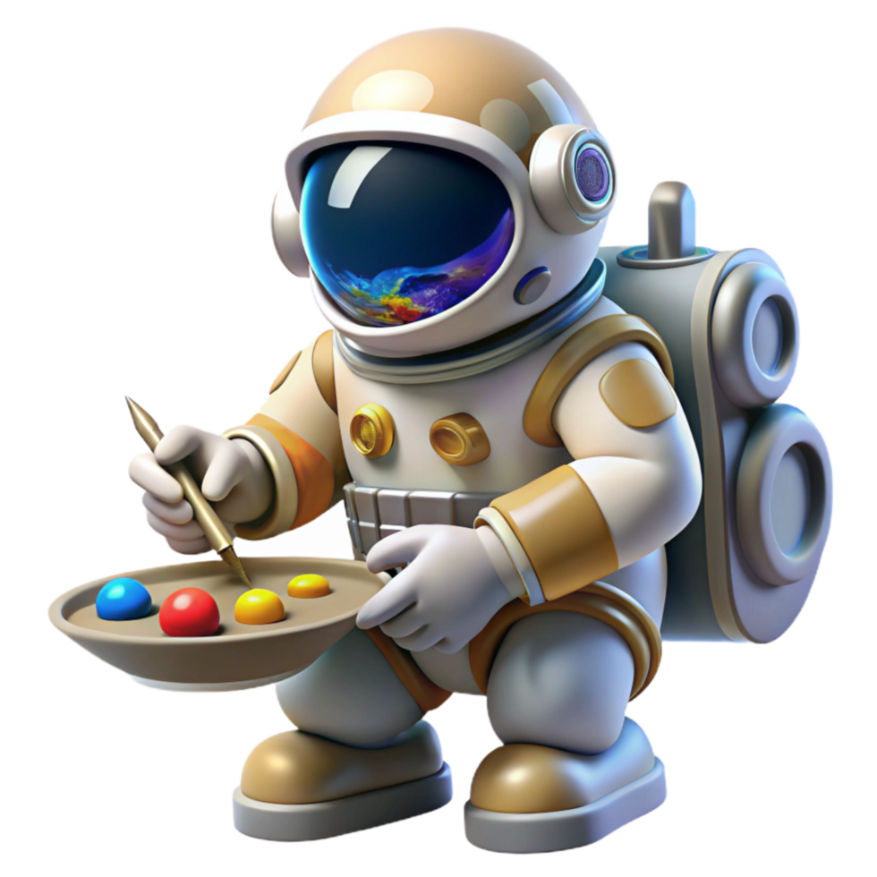 serene artistic Astronaut Creating Art in Space Cutout high resolution png