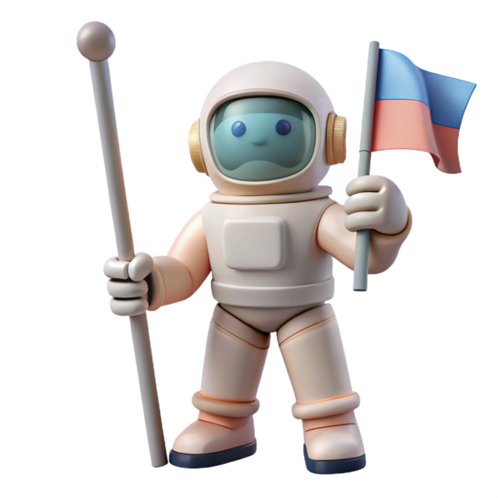 vibrant traditional Astronaut Holding Flag Cutout detailed png