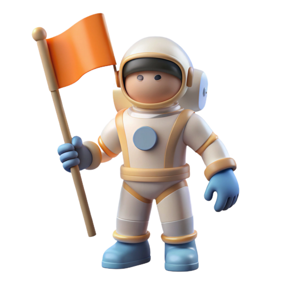 serene minimalist Astronaut Holding Flag Cutout original png