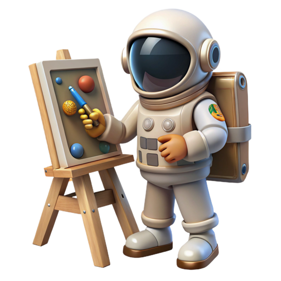beautiful artistic Astronaut Painting a Portrait in Space Cutout Element original png