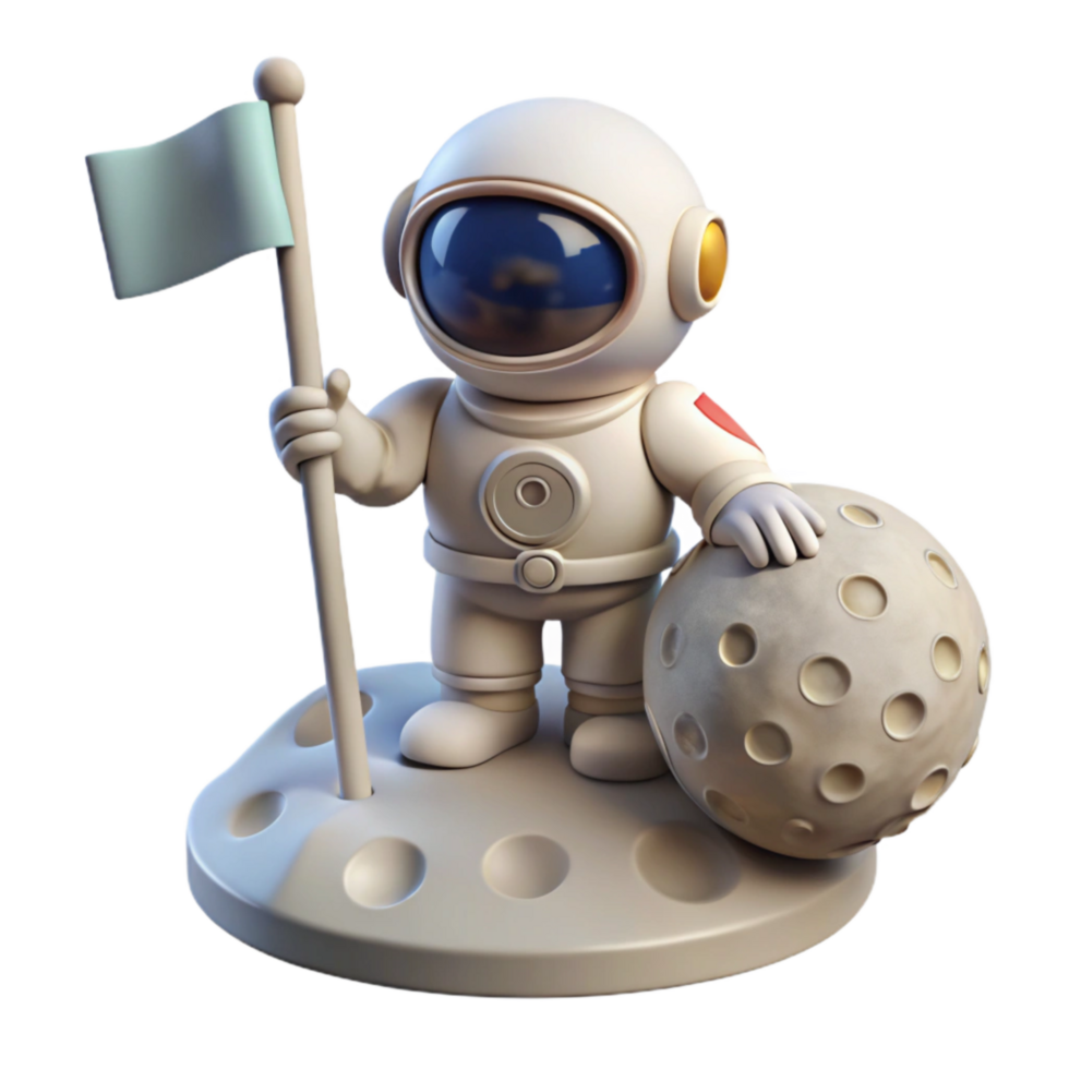 dramatic abstract Astronaut Planting Flag on Moon Isolated professional png