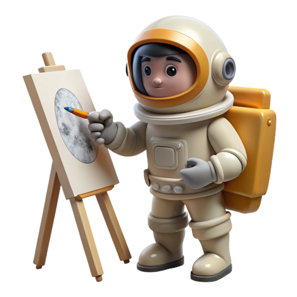 dramatic minimalist Astronaut Sketching a Portrait in Space Cutout Element genuine png