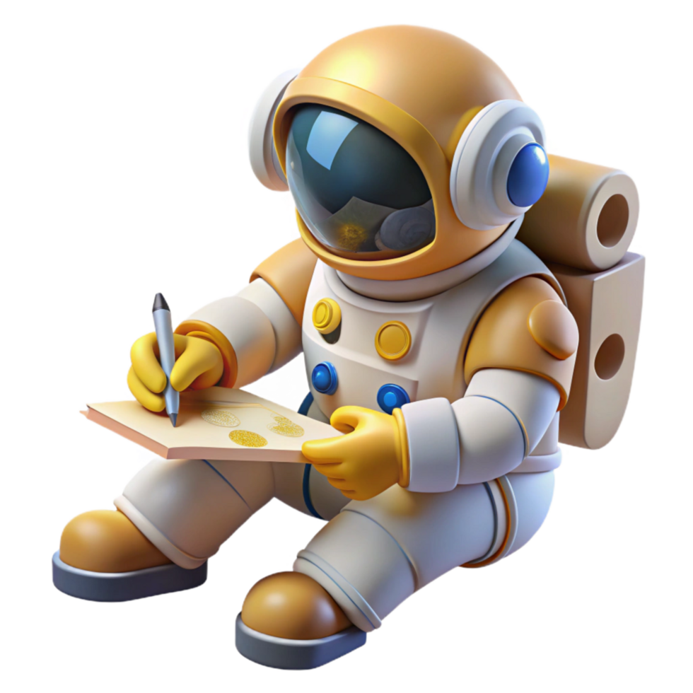 beautiful minimalist Astronaut Sketching in Space Cutout Element original png