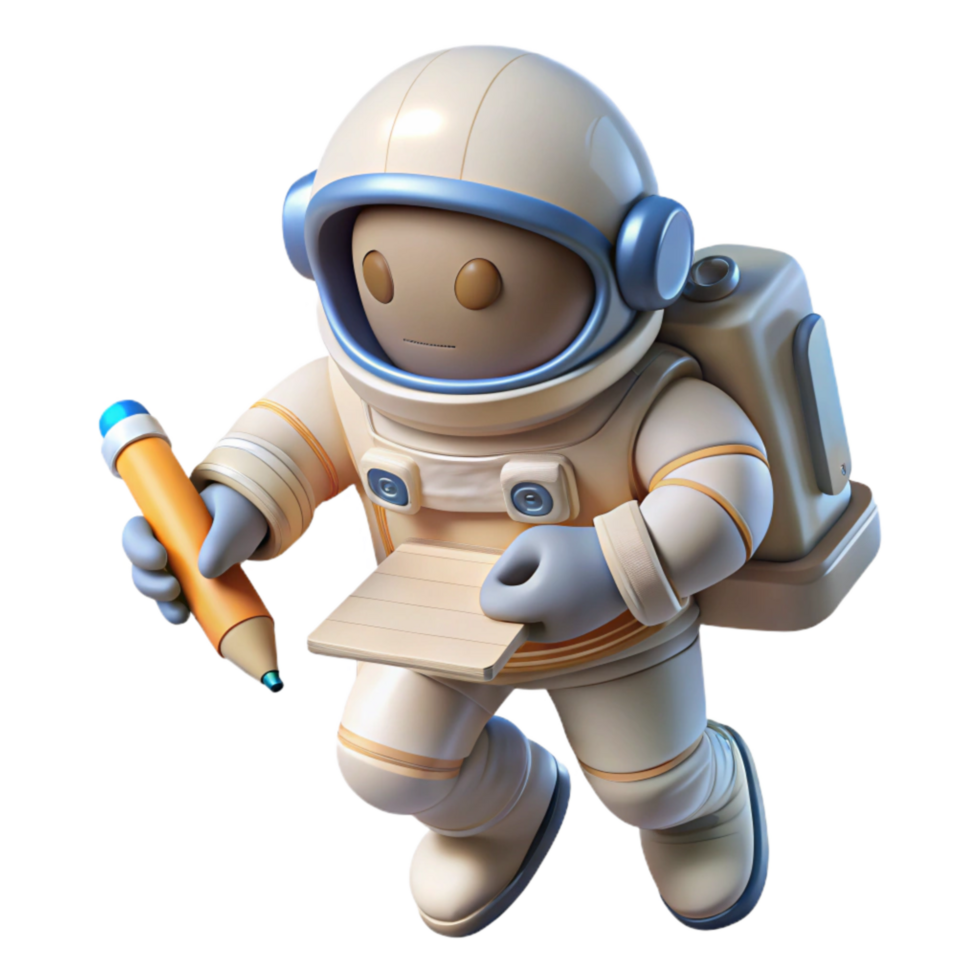 serene contemporary Astronaut Sketching in Space Cutout Element detailed png