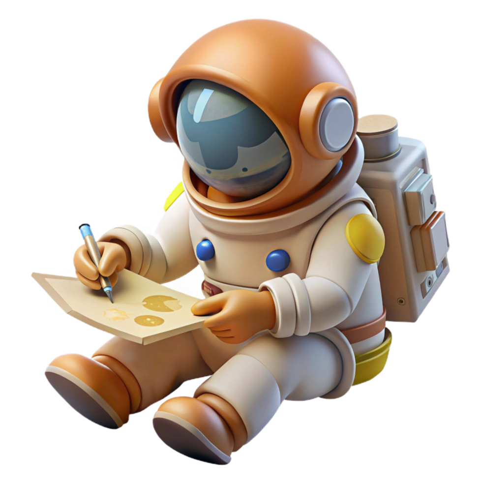 stunning vintage Astronaut Sketching in Space Cutout Element high resolution png