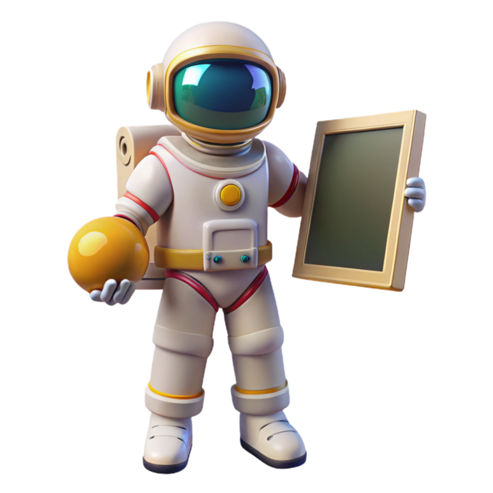 elegant minimalist Astronaut with Floating Canvas Transparent Background exclusive png