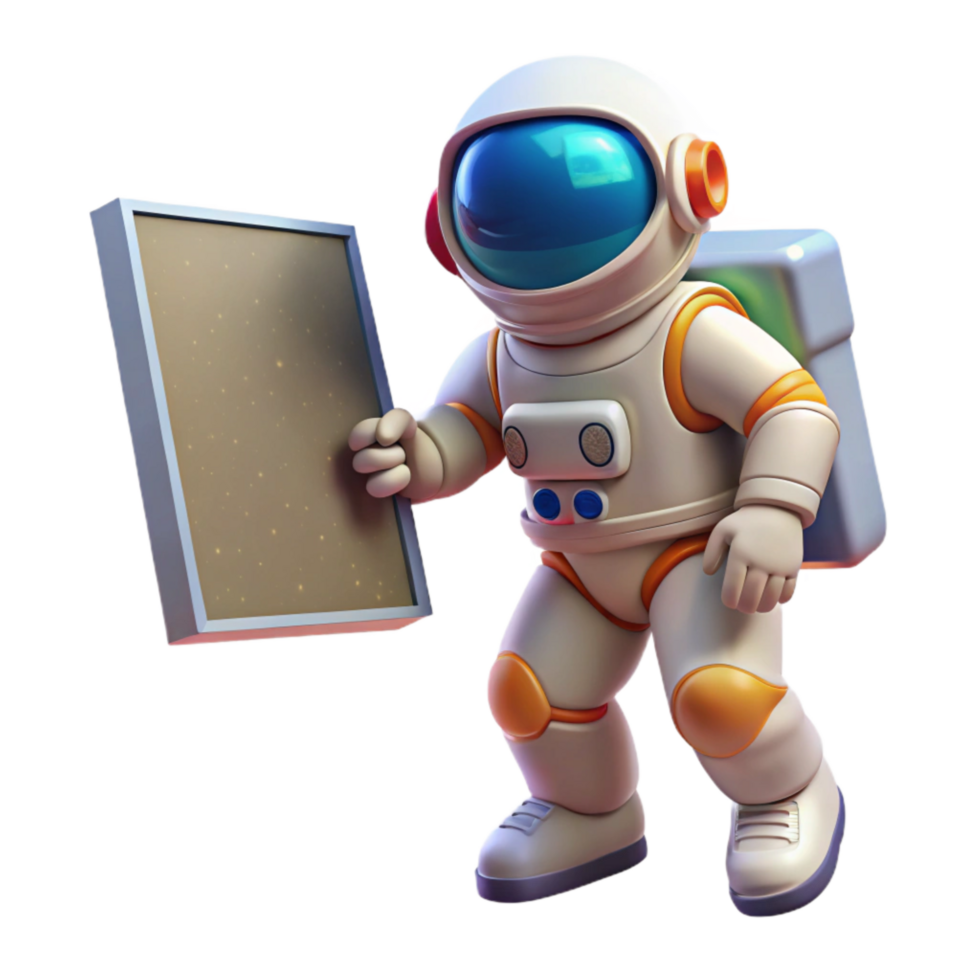 dramatic minimalist Astronaut with Floating Canvas Transparent Background detailed png